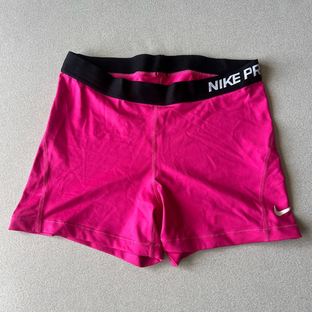 Women’s Hot Pink and Black Nike Pro 3” Dri-Fit Shorts